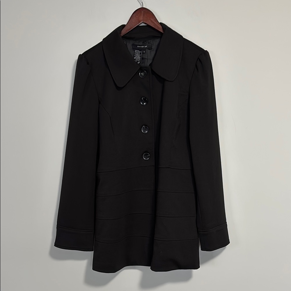 Sandro Lightweight Jacket Button Front Size Large Black - Picture 4 of 11